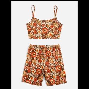 Shein Floral print cami top and shorts set